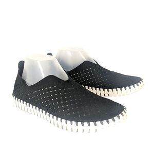 Ilse Jacobsen Tulip Slip On Shoe Women Size 41 US 10 Black Perforated Sneaker